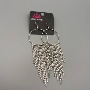 Paparazzi Silver Fringe Hoop Earrings